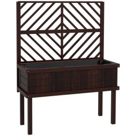 Espresso Fir Wood Elevated Raised Garden Bed with Climbing Trellis, Vertical Planter Box for Vegetables, Flowers & Outdoor Gardening