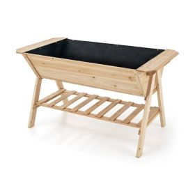 5-Foot 2-Tier Raised Garden Bed, Farmhouse Natural Wood Planter Box for Outdoor Vegetables, Herbs & Flowers