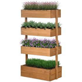 4-Tier Vertical Wooden Planter Box, Natural Raised Garden Bed for Outdoor Herbs, Flowers, Vegetables & Patio Gardening