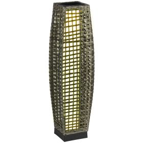 Solar LED Outdoor Floor Lamp, Brushed PE Wicker Patio Lantern for Indoor & Outdoor Use, Garden Light for Deck, Porch, Yard & Balcony Decor