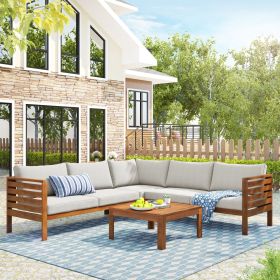 Wood Structure Outdoor Sofa Set with beige Cushions Exotic design Water-resistant and UV Protected texture High quality aca