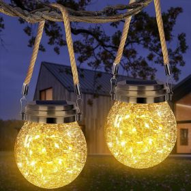 Solar Outdoor Lanterns with Crackled Glass Globe, Waterproof LED Garden Lights for Patio, Pathway, Yard, Balcony & Backyard Decor