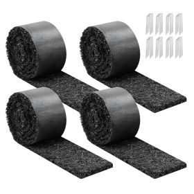 Rubber Mulch Edging Border, 4-Pack 120 x 4.5 Inch Recycled Rubber Landscape Edging with Stakes for Garden Beds, Flower Borders & Lawn