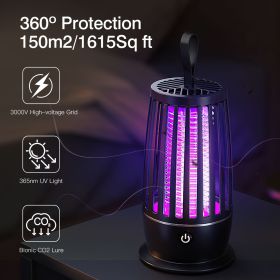 Rechargeable Mosquito Killer Lamp Bug Zapper with UV Light, Night Light & Strap, Outdoor Insect Trap for Patio, Camping & Backyard