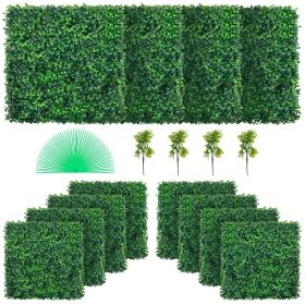12-Pack 20x20 Inch Artificial Boxwood Hedge Wall Panels, Faux Grass Privacy Screen, Greenery Backdrop for Indoor & Outdoor Décor
