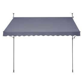 138 x 47" Patio Awning Retractable, Awning Sunshade Shelter with Manual Crank Handle, Outdoor Patio Canopy Sunsetter Deck