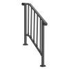 Outdoor Patio Stair Handrail for 2-3 Steps, Carbon Steel Hand Rail Kit with Installation Hardware, Safety Railing for Seniors