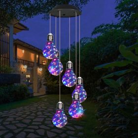Colorful LED Solar Wind Chimes, 21.6 Inch Light Bulb Hanging Wind Chime with Waterproof Solar Powered Lights for Porch, Patio & Garden Decor (Option: 1Pcs)