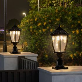 2 Pack Black Solar Outdoor Lanterns, Vintage LED Garden Lights with Elegant Glass Design, Waterproof Pathway Lights for Yard, Patio & Walkway (Option: Black)