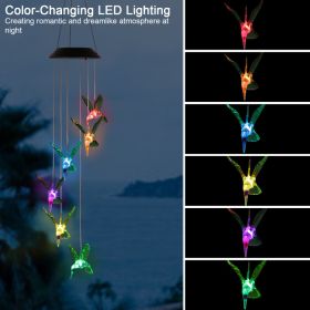Solar Hummingbird Wind Chime Lights, 6 LED Color Changing String Lights with IP65 Waterproof Design, Decorative Garden Lamp for Home & Patio (Option: 1Pc)