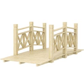 5 Ft Wooden Garden Bridge Footbridge for Ponds, Creeks & Streams, Natural Wood Outdoor Landscape Bridge for Backyard & Garden (Option: Nature Wood)