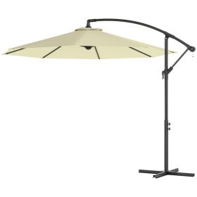 10 Ft Cantilever Offset Patio Umbrella, Tilt Outdoor Umbrella with UV & Water-Resistant Canopy, Cross Base Included, Beige (Option: Beige)