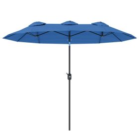 9.5 Ft Double Sided Patio Umbrella with Push Button Tilt & Crank, 12 Rib Outdoor Market Umbrella with Air Vents for Deck, Garden & Pool, Navy Blue (Option: Navy Blue)