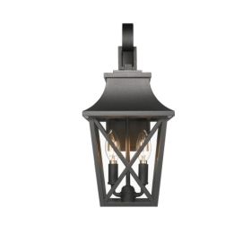 Black Outdoor Wall Light Fixture, 2 Light Modern Exterior Sconce with Glass, Waterproof Industrial Porch Lighting for Patio, Garage & Entryway (Option: Black)