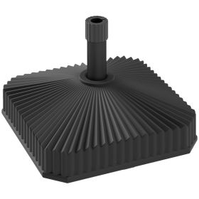Square Patio Umbrella Base Stand Holder, Heavy Duty Outdoor Umbrella Stand with Fillable Water or Sand Base, 42lb Weight for Garden & Poolside (Option: Black)