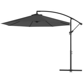 10 Ft Cantilever Offset Patio Umbrella, Tilt Outdoor Umbrella with UV & Water-Resistant Canopy, Cross Base Included, Gray (Option: Gray)
