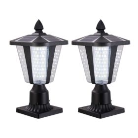 2 Pack Solar Pillar Lights with Dimmable LED Bulbs, Outdoor Solar Post Cap Lights for Fence, Deck, Patio, Garden & Driveway (Option: Black)