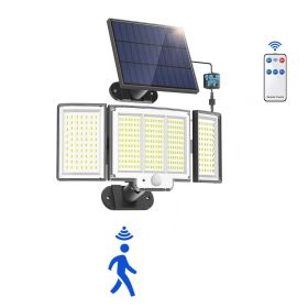 348 LED Solar Motion Sensor Lights, 3-Head Waterproof Outdoor Security Lights with Remote Control, 1 or 2 Pack (Option: 1Pcs)