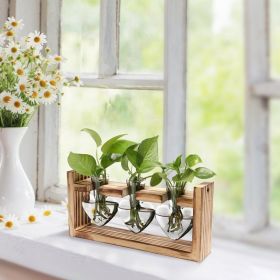 3 Heart Shaped Glass Plant Terrarium Propagation Station with Wooden Stand, Hydroponic Vase Planter for Home, Office & Desk Decor (Option: Vase)