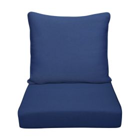 Outdoor Deep Seat Cushion Set, Waterproof & Fade Resistant Patio Chair Replacement Cushions for Outdoor Furniture, Removable and Washable Cover (Color: navy blue)