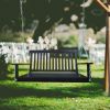 Outdoor Front Porch Swing with Armrests, Wooden Bench Swing with Hanging Chains, Patio Garden Yard Seating for Porch, Backyard & Sunroom