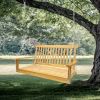 Outdoor Front Porch Swing with Armrests, Wooden Bench Swing with Hanging Chains, Patio Garden Yard Seating for Porch, Backyard & Sunroom