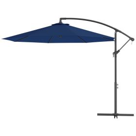 10 Ft Cantilever Offset Patio Umbrella, Tilt Outdoor Umbrella with UV & Water-Resistant Canopy, Cross Base Ready, Navy Blue (Option: Navy Blue)