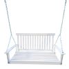 Outdoor Front Porch Swing with Armrests, Wooden Bench Swing with Hanging Chains, Patio Garden Yard Seating for Porch, Backyard & Sunroom