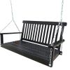 Outdoor Front Porch Swing with Armrests, Wooden Bench Swing with Hanging Chains, Patio Garden Yard Seating for Porch, Backyard & Sunroom