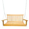 Outdoor Front Porch Swing with Armrests, Wooden Bench Swing with Hanging Chains, Patio Garden Yard Seating for Porch, Backyard & Sunroom