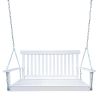 Outdoor Front Porch Swing with Armrests, Wooden Bench Swing with Hanging Chains, Patio Garden Yard Seating for Porch, Backyard & Sunroom