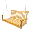 Outdoor Front Porch Swing with Armrests, Wooden Bench Swing with Hanging Chains, Patio Garden Yard Seating for Porch, Backyard & Sunroom