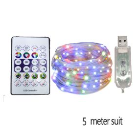 200 LED Outdoor RGB Rope Lights, Plug-In Fairy String Lights with Remote Control, Waterproof Color-Changing Lights for Patio & Garden (Option: 5M)