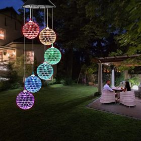 Solar Wind Chime with Color Changing LED Lights, Hanging Outdoor Garden Decor, Wind Chimes Mobile for Patio, Yard, Birthday Gift for Mom (Option: Ball)