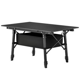 3 Ft Aluminum Folding Camping Table with Storage Bag, Portable Outdoor Picnic & BBQ Table for Patio, Travel & Camping, Black (Option: Black)