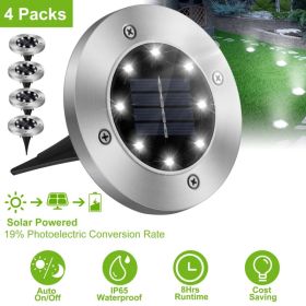 4 Pack Solar Ground Lights, IP65 Waterproof Outdoor In-Ground LED Pathway Lamps for Deck, Lawn, Patio & Garden Landscape Decor (Option: Silver)