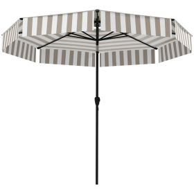 8.6 FT Patio Umbrella, 2-Tier Vented Outdoor Market Umbrella with Crank & 8 Ribs, Tiltable Shade Umbrella for Garden, Deck & Pool (Option: Light Gray)