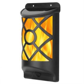 Solar Flame Wall Lights Outdoor, 96 LED Waterproof Flickering Flame Lamp with Auto On/Off Sensor, Decorative Solar Garden Light for Patio & Yard (Option: Black)
