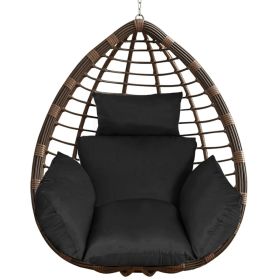 Egg Chair Cushion, Thick Soft Hanging Basket Seat Pad with Headrest for Outdoor Swing Chair, Patio & Garden Comfort (Option: Black)