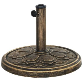 26 LBS Resin Patio Umbrella Base, Round Outdoor Umbrella Stand for 1.3/1.5/1.9 Inch Poles, Heavy Duty Stand for Lawn, Poolside & Deck (Option: Bronze)