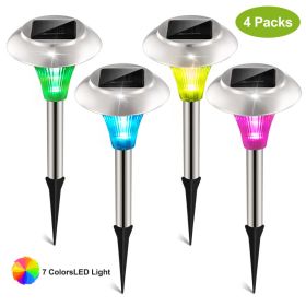 Solar Garden Lights, IP44 Waterproof 7 Color Changing LED Pathway Lights for Yard, Driveway, Walkway & Landscape Decor (Option: 4Pcs)