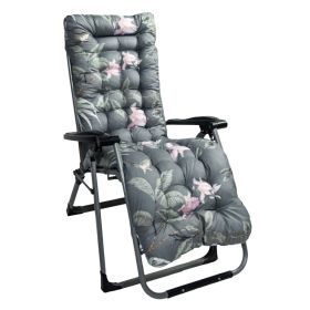 Outdoor Chaise Lounger Cushion, Recliner Chair Pad for Patio Lounge Chair, Deck Chair & Rocking Chair Mat (Option: GreyGreenLeaf-Standard)
