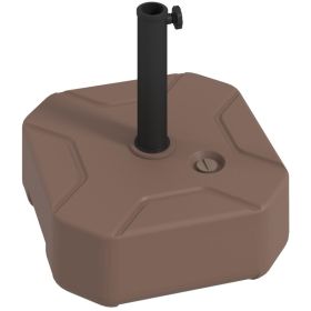 55 LBS Square Patio Umbrella Base Holder, Heavy Duty Outdoor Umbrella Stand with Water or Sand Fill for Garden, Poolside & Deck (Option: Brown)