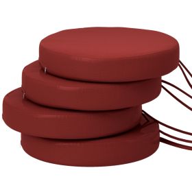 Set of 4 Patio Chair Cushions, Round Dining Bistro Seat Cushions 15x15x3 Inch, Machine Washable Outdoor Cushions, Wine Red (Option: Wine Red)
