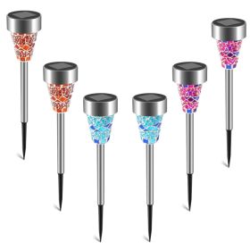 6 Pack Mosaic Solar Pathway Lights, IP44 Waterproof Outdoor LED Garden Lights for Yard, Driveway, Walkway & Landscape Decor (Option: 6Pcs)