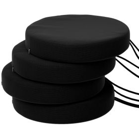 Set of 4 Patio Chair Cushions, Round Dining Bistro Seat Cushions 15x15x3 Inch, Machine Washable Outdoor Cushions, Black (Option: Black)