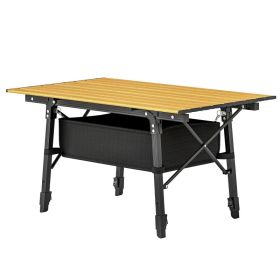 3 Ft Aluminum Folding Camping Table with Storage Bag, Portable Outdoor Picnic & BBQ Table for Patio, Travel & Camping, Brown (Option: Brown)