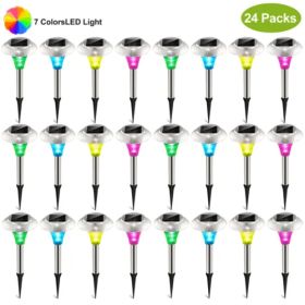 24 Pack Solar Garden Lights, IP44 Waterproof Color Changing LED Pathway Lights for Lawn, Yard, Garden, Patio & Landscape Decor (Option: 24Pcs)