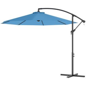 10 FT Cantilever Offset Patio Umbrella with Tilt, UV & Water Resistant Canopy, Outdoor Hanging Umbrella for Patio, Pool, Deck & Garden, Blue (Option: Blue)