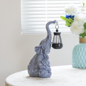 Solar Elephant Garden Light, Outdoor Elephant Figurine Statue, Solar Powered Porch & Patio Decor for Garden (Option: Gray)